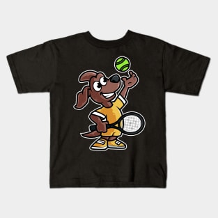 Dog Tennis Player Funny Coach print Kids T-Shirt